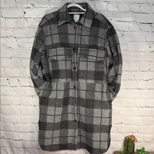 Women's Gray Plaid Jacket